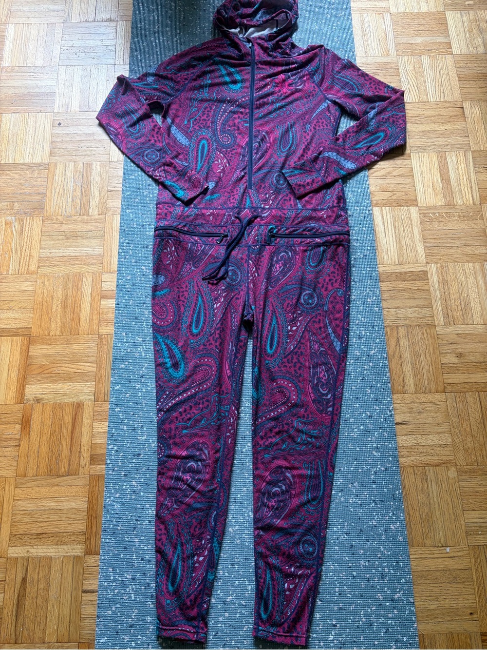 Airblaster Classic Women's Classic Ninja Suit Raspberry Teal Paisley Print - Picture 2 of 16